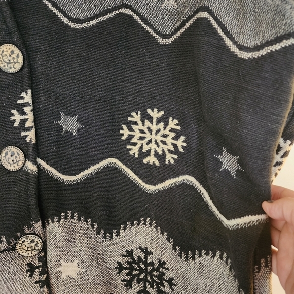 Vintage Coldwater creek tapestry jacket blazer size xl Nordic snowflake scandi - Picture 4 of 9